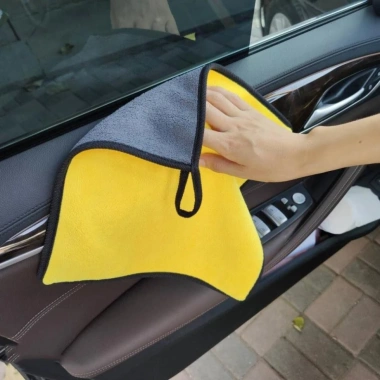 Khăn lau ô tô 2 mặt Microfiber siêu mềm, siêu thấm, dày, không đổ lông - Giá 15.000đ