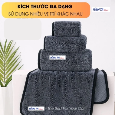 Khăn lau ô tô Không Đổ Lông Twisted Loop 600G-1.300G Siêu Thấm Microfiber Kanta