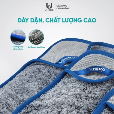 Khăn lau ô tô UHERO Superfine Fiber 40x40cm 650gsm - Thấm hút, mềm mịn, chống trầy xước, giá chỉ 19.399đ