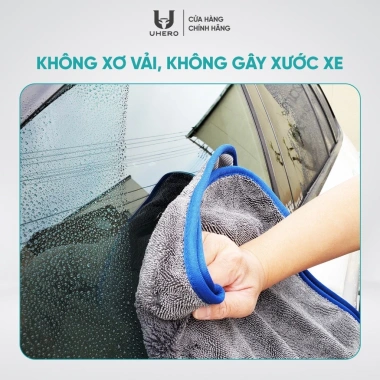 Khăn lau ô tô UHERO Superfine Fiber 40x40cm 650gsm - Thấm hút, mềm mịn, chống trầy xước, giá chỉ 19.399đ