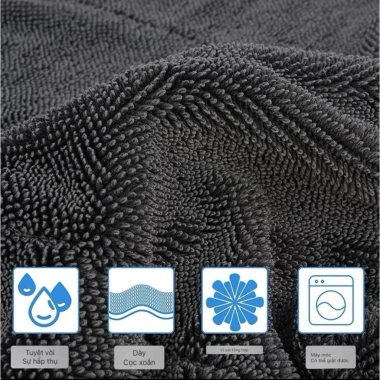 Khăn Lau Ô Tô và Xe Máy Đa Năng 2 Lớp Microfiber Siêu Thấp Hút 40x40cm Giá 95k