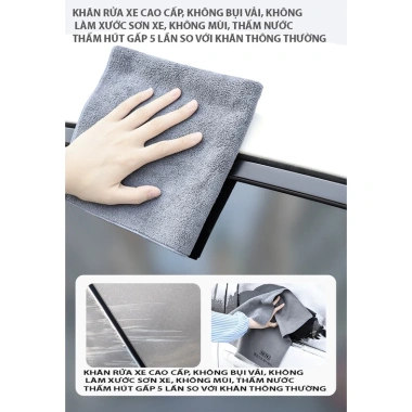 Khăn lau SUITU 2 mặt siêu sạch, thấm hút mạnh, không rụng lông giẻ lau xe hơi ô tô