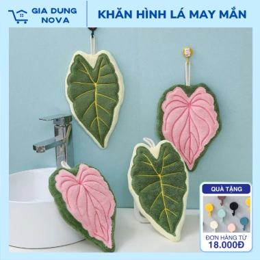 Khăn Lau Tay Hình Lá May Mắn - Microfiber thấm hút nhanh, kháng khuẩn không mùi, trang trí nhà cửa, chỉ 29.900₫