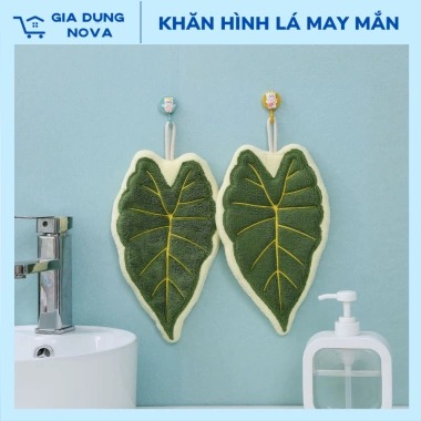 Khăn Lau Tay Hình Lá May Mắn - Microfiber thấm hút nhanh, kháng khuẩn không mùi, trang trí nhà cửa, chỉ 29.900₫