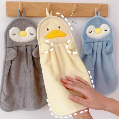 Khăn lau tay hình thú siêu mềm có móc treo - Dễ thương, đa mẫu, dùng mọi không gian HP389