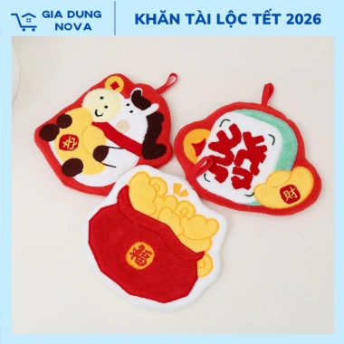 Khăn Lau Tay Tài Lộc Tết 2.026 Treo Bếp – Microfiber thấm hút nhanh, decor Tết