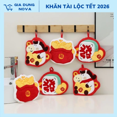 Khăn Lau Tay Tài Lộc Tết 2.026 Treo Bếp – Microfiber thấm hút nhanh, decor Tết