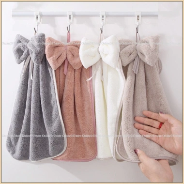Khăn Lau Tay Treo Tường Hút Siêu Thấm - Hình Nơ Xinh Xắn, Giá chỉ 25.200 VND