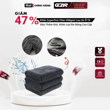 Khăn Lau Xe Gcar Superfine Fiber 650GSM - Thấm Hút Tốt, Bảo Vệ Xe Hơi, 25.000₫