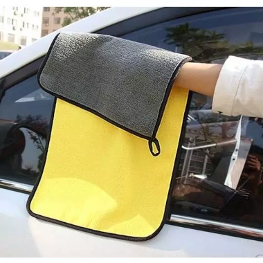 Khăn lau xe ô tô 2 lớp Microfiber siêu thấm, lau bếp, kính, lông cừu san hô - 15.000₫