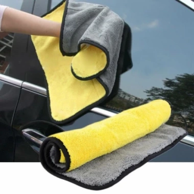 Khăn lau xe ô tô 2 lớp Microfiber siêu thấm, lau bếp, kính, lông cừu san hô - 15.000₫