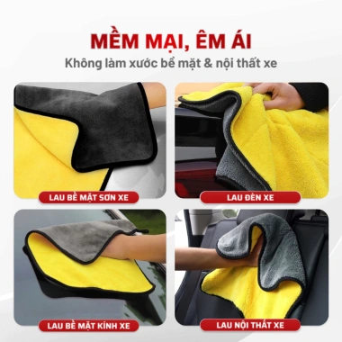 Khăn lau xe ô tô cao cấp XCHAT 2 mặt 2 lớp thấm hút mạnh, sạch an toàn, chỉ 15.000 VND 5
