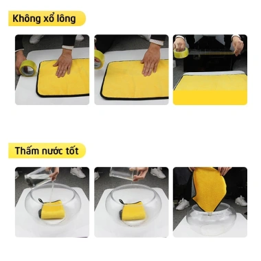 Khăn lau xe ô tô & máy microfiber 2 mặt siêu thấm, không trầy xước - Giá chỉ 10.000₫