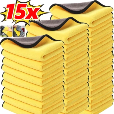 Khăn Lau Xe Ô Tô Microfiber Dày Mềm 5/10/15 Cái - Nhanh Khô, Hai Mặt Vải Sạch, Giá 34.199₫