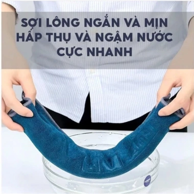 Khăn lau xe ô tô microfiber lông mịn dày, cách dệt mới, xanh cao cấp, đa năng lau bếp, giá 29.580₫ 5