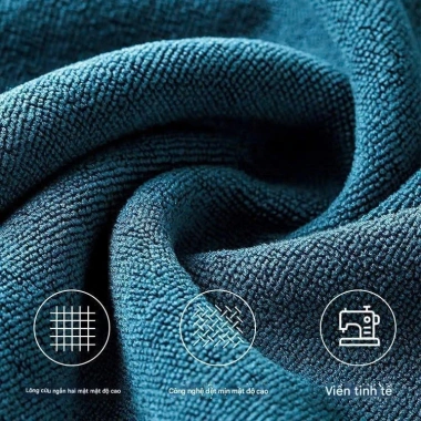 Khăn lau xe ô tô microfiber lông mịn dày, cách dệt mới, xanh cao cấp, đa năng lau bếp, giá 29.580₫ 6