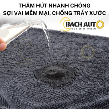 Khăn lau xe ô tô & xe máy BACH AUTO - Sợi 650GSM thấm nhanh, mềm mịn, không xước, 45.000₫