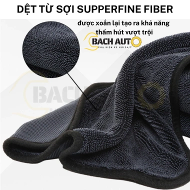 Khăn lau xe ô tô & xe máy BACH AUTO - Sợi 650GSM thấm nhanh, mềm mịn, không xước, 45.000₫