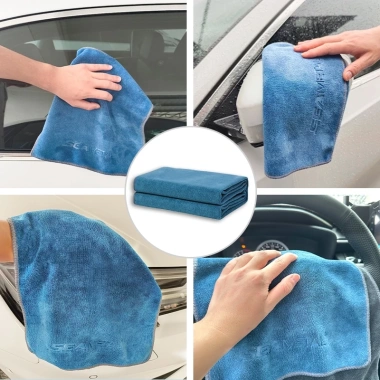 Khăn Lau Xe SEAMETAL Microfiber 2 Lớp Siêu Thấm Không Sơ Rối - Đa Năng Lau Ô Tô, Bếp, Kính 2