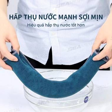 Khăn Lau Xe SEAMETAL Microfiber 2 Lớp Siêu Thấm Không Sơ Rối - Đa Năng Lau Ô Tô, Bếp, Kính 5
