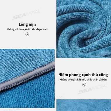 Khăn Lau Xe SEAMETAL Microfiber 2 Lớp Siêu Thấm Không Sơ Rối - Đa Năng Lau Ô Tô, Bếp, Kính 6