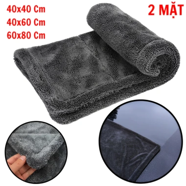 Khăn Lau Xe Siêu Thấm Hút 2 Mặt Sợi Xoắn 1.200 GSM - Siêu Microfiber Giá 90K