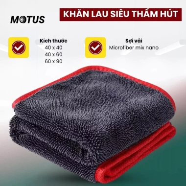 Khăn lau xe Superfine Fiber 650gsm - Thấm hút, chống trầy xước, 40x40cm cho xe máy & ô tô MotoPlex