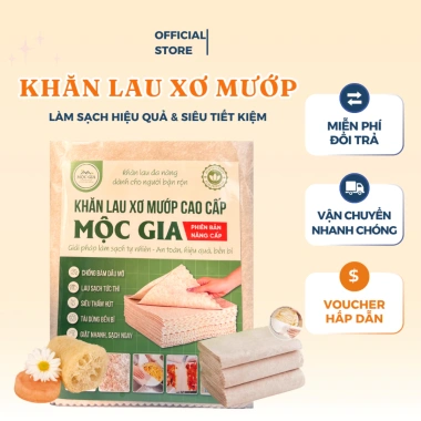 Khăn Lau Xơ Mướp Cao Cấp Đa Năng Tự Nhiên - Siêu Thấm, Tách Dầu, Giặt Dễ, 33.000₫