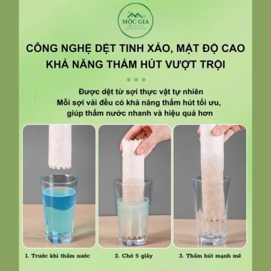 Khăn Lau Xơ Mướp Cao Cấp Đa Năng Tự Nhiên - Siêu Thấm, Tách Dầu, Giặt Dễ, 33.000₫