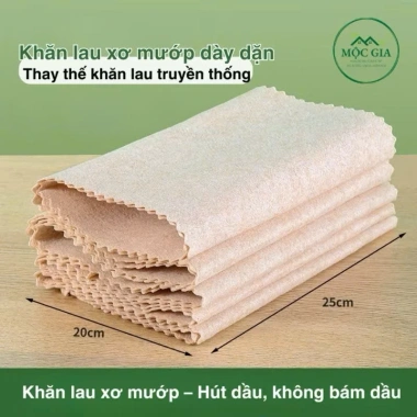 Khăn Lau Xơ Mướp Cao Cấp Đa Năng Tự Nhiên - Siêu Thấm, Tách Dầu, Giặt Dễ, 33.000₫