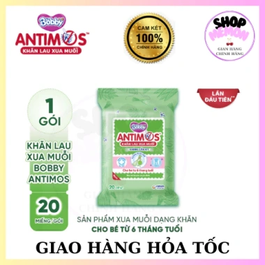 Khăn lau xua muỗi Bobby 20 miếng - Diệt muỗi nhanh, giá chỉ 23.000₫