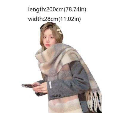 Khăn len kẻ sọc NLINNI Cashmere Mohair dài ấm áp phong cách Hàn Quốc - 120.960₫ 2 Khăn len kẻ sọc NLINNI Cashmere Mohair dài ấm áp phong cách Hàn Quốc - 120.960₫ 2