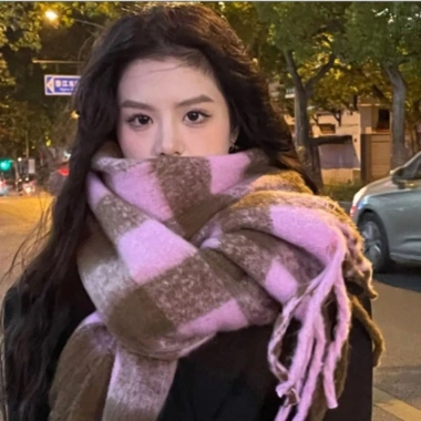Khăn len kẻ sọc NLINNI Cashmere Mohair dài ấm áp phong cách Hàn Quốc - 120.960₫