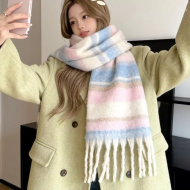 Khăn len kẻ sọc NLINNI Cashmere Mohair dài ấm áp phong cách Hàn Quốc - 120.960₫ 7 Khăn len kẻ sọc NLINNI Cashmere Mohair dài ấm áp phong cách Hàn Quốc - 120.960₫ 7