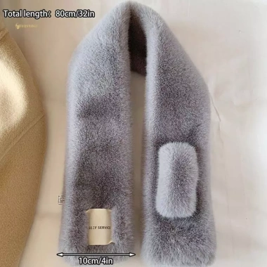 Khăn lông tơ nữ giữ ấm mùa thu đông, màu sắc họa tiết chữ thập, lông thú giả cao cấp