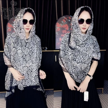Khăn lụa nữ mỏng đôi có mũ trùm đầu đa năng, chống gió, chống cát, siêu nhẹ