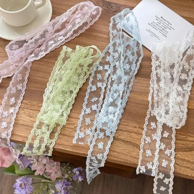 Khăn Lụa Ren Rỗng Bé Gái - Nơ Xinh Dây Buộc Tóc Đẹp, Giá Ưu Đãi 37.967₫ 7