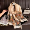 Khăn Lụa Sang Trọng Tmzjx Foulard Hijab Nữ Lớn, Thêu Hoa Thanh Lịch, Ren Mềm Mỏng, Giá Ưu Đãi 144.720₫