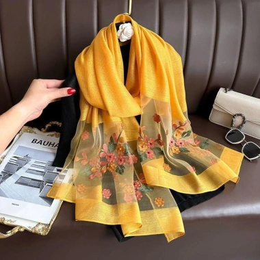 Khăn Lụa Sang Trọng Tmzjx Foulard Hijab Nữ Lớn, Thêu Hoa Thanh Lịch, Ren Mềm Mỏng, Giá Ưu Đãi 144.720₫