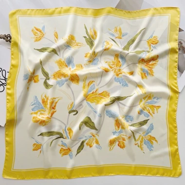 Khăn Lụa Satin Hoạ Tiết Hoa Vuông 65x65cm - Khăn Choàng Thời Trang Nữ Hot Trend Giá 180.000đ