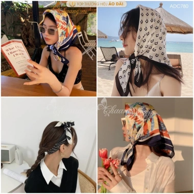 Khăn Lụa Satin Mỏ Quạ Phụ Kiện Đội Đầu Quàng Cổ cho Áo Dài Cách Tân Giảm Giá 18% 9