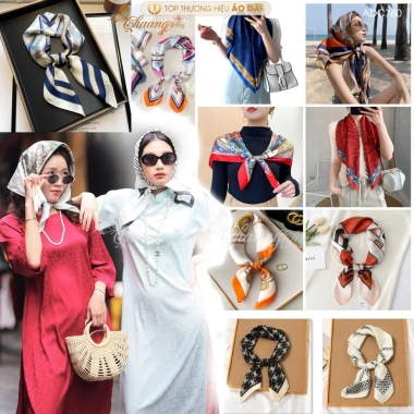 Khăn Lụa Satin Mỏ Quạ Phụ Kiện Đội Đầu Quàng Cổ cho Áo Dài Cách Tân Giảm Giá 18% 10