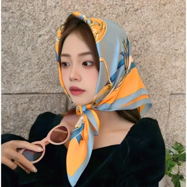Khăn lụa trùm đầu HUMI 70x70cm – Bandana đa năng thắt nơ cá tính, quàng cổ thời trang 5