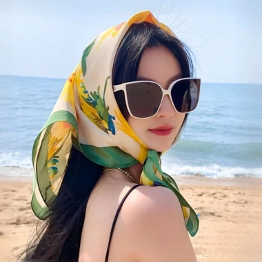 Khăn lụa trùm đầu HUMI 70x70cm – Bandana đa năng thắt nơ cá tính, quàng cổ thời trang 7
