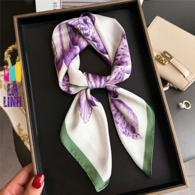 Khăn Lụa Vuông 70x70cm SANG CHẢNH - Bandana Turban Nữ Buộc Đầu, Phù Hợp Áo Dài và Mỏ Quạ, Giá 176.800đ 8