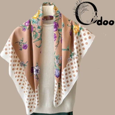 Khăn lụa vuông 90x90cm cao cấp ODOO - Turban, bandana, trùm đầu, có hộp, 244.975₫