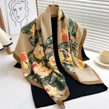 Khăn lụa vuông 90x90cm cao cấp ODOO - Turban, bandana, trùm đầu, có hộp, 244.975₫
