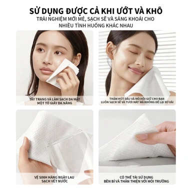 Khăn Mặt Khô Dùng 1 Lần 50/200pcs - Mềm Mại, Dày Dặn, Thoáng Khí, Thân Thiện Da, 25.900đ