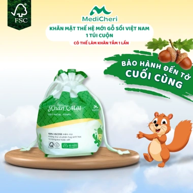 Khăn mặt mềm dùng một lần MediCheri 60 chiếc 200x200mm, lau khô ướt không mùi, dạng cuộn tròn, giá chỉ 18.000đ