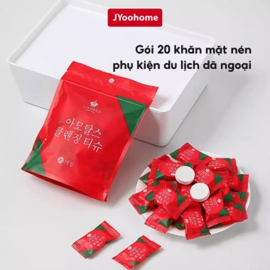 Khăn mặt nén viên kẹo JYoohome 20 miếng tiện lợi du lịch dã ngoại, rửa mặt nhanh